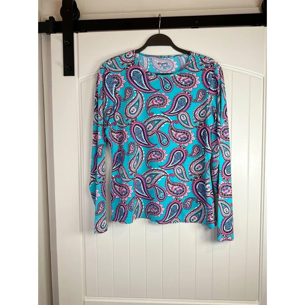 Lands' End Women's SunShade Long Sleeve Rash Guard Swim Tee Size M 10-12